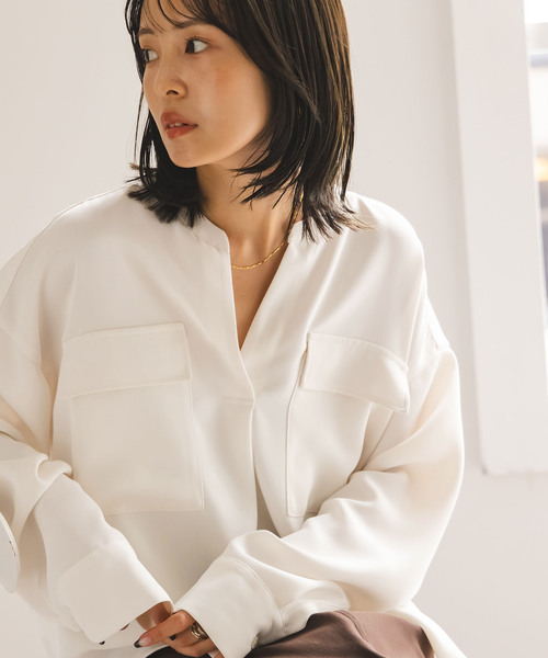 追加》ワークディテールドレープシャツ（シャツ/ブラウス）｜NOBLE