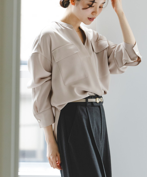 追加》ワークディテールドレープシャツ（シャツ/ブラウス