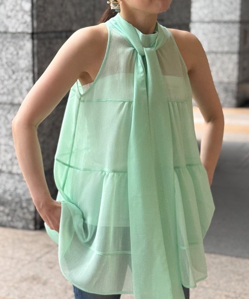 ST.ROONEY(セントルーニー)の「アメスリティアードブラウス【低身長・小柄女性向け】(シャツ/ブラウス・レディース・ネイビー/ミント・XS)」の2枚目の写真
