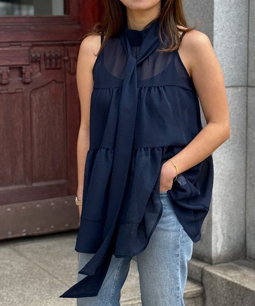 ST.ROONEY(セントルーニー)の「アメスリティアードブラウス【低身長・小柄女性向け】(シャツ/ブラウス・レディース・ネイビー/ミント・XS)」の4枚目の写真
