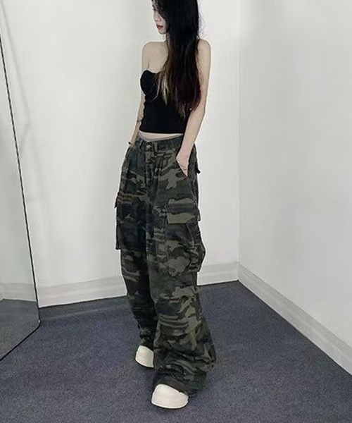 WARAIJOGO(ワライジョウゴ)の「【WARAIJOGO】迷彩ルーズカーゴパンツ/レディース(NEZ)(カーゴパンツ・レディース・カモフラージュ・FREE)」の5枚目の写真