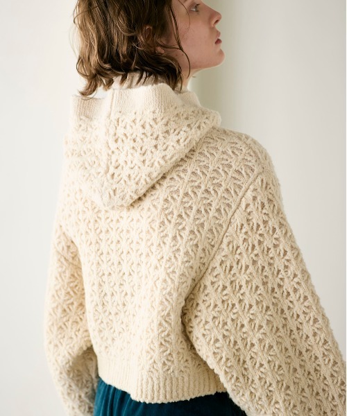 WALANCE（ワランス）の「crochet double knit cardigan（カーディガン/ボレロ・レディース・チャコール/アイボリー・FREE）」の22枚目の写真