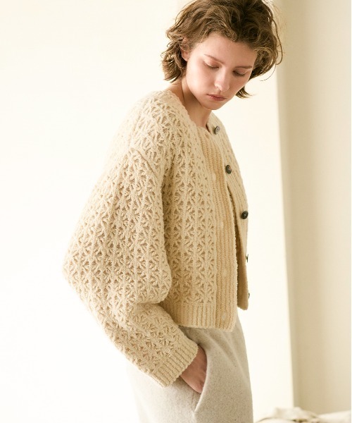 WALANCE（ワランス）の「crochet double knit cardigan（カーディガン/ボレロ・レディース・チャコール/アイボリー・FREE）」の20枚目の写真