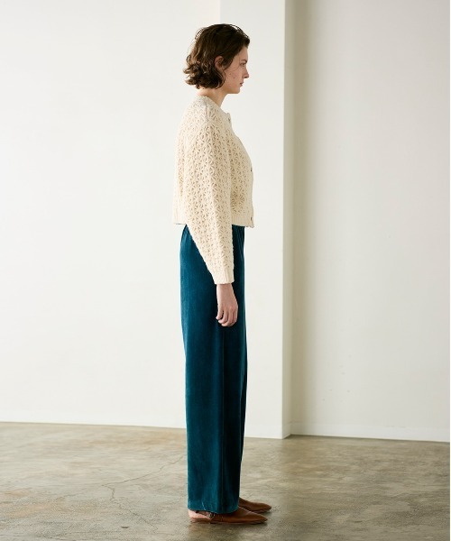 WALANCE（ワランス）の「crochet double knit cardigan（カーディガン/ボレロ・レディース・チャコール/アイボリー・FREE）」の3枚目の写真