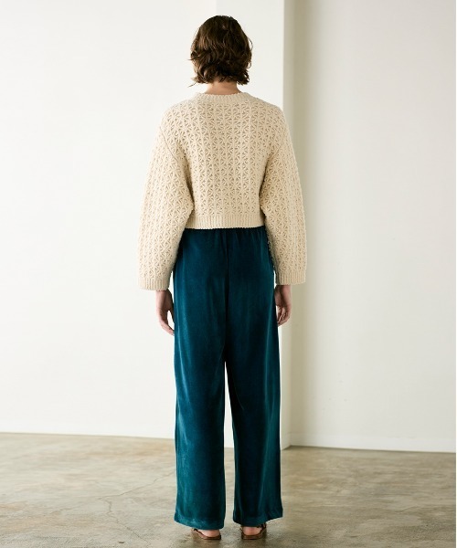 WALANCE（ワランス）の「crochet double knit cardigan（カーディガン/ボレロ・レディース・チャコール/アイボリー・FREE）」の14枚目の写真