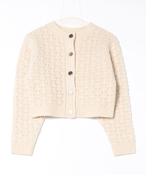 WALANCE（ワランス）の「crochet double knit cardigan（カーディガン/ボレロ・レディース・チャコール/アイボリー・FREE）」の4枚目の写真