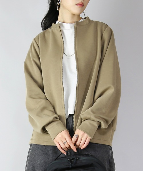 and it_(アンドイット)の「ダンボールニットゆったりこなれフルジップクルー(カーディガン/ボレロ・レディース・ベージュ/チャコール/ブラック・FREE)」の3枚目の写真