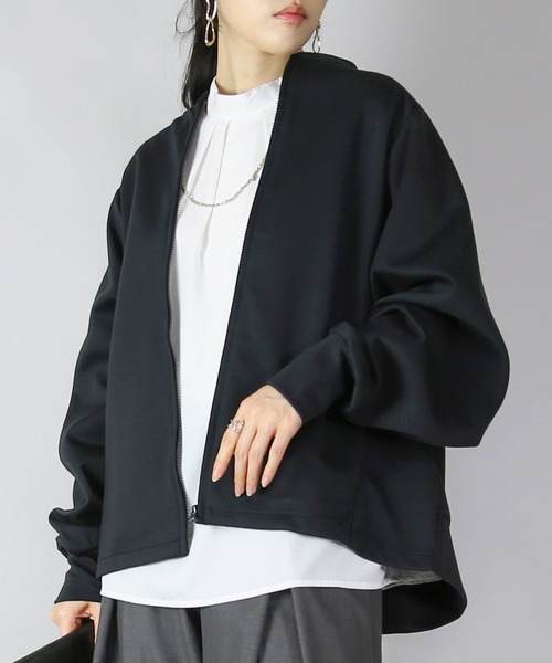 and it_(アンドイット)の「ダンボールニットゆったりこなれフルジップクルー(カーディガン/ボレロ・レディース・ベージュ/チャコール/ブラック・FREE)」の1枚目の写真