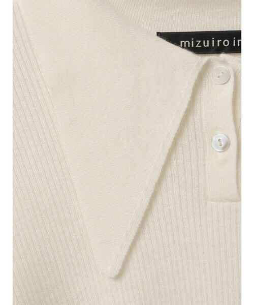 mizuiroind(ミズイロインド)の「mizuiro ind ロングカラーニットポロ(ニット/セーター・レディース・ブラック/ネイビー/ライトブルー/アイボリー/チャコールグレー・FREE)」の7枚目の写真