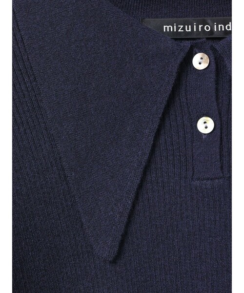 mizuiroind(ミズイロインド)の「mizuiro ind ロングカラーニットポロ(ニット/セーター・レディース・ブラック/ネイビー/ライトブルー/アイボリー/チャコールグレー・FREE)」の9枚目の写真