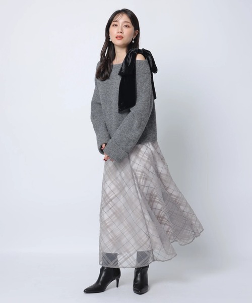美品♡Apuweiser-riche テープリボンチェックチュール スカート Apuweiser-riche（アプワイザーリッシェ）の「テープリボンチェック