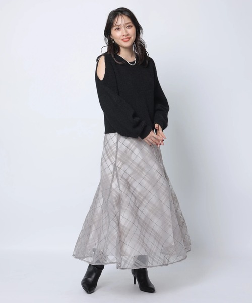 美品♡Apuweiser-riche テープリボンチェックチュール スカート Apuweiser-riche（アプワイザーリッシェ）の「テープリボンチェック