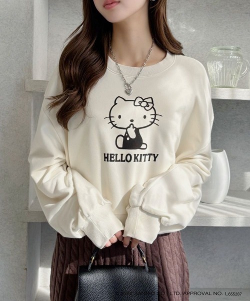 TREOVER(トレオーバー)の「≪HELLO KITTY≫ ショートプルオーバー(Tシャツ/カットソー・レディース・チャコール/アイボリー・FREE)」の2枚目の写真