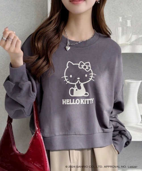 TREOVER(トレオーバー)の「≪HELLO KITTY≫ ショートプルオーバー(Tシャツ/カットソー・レディース・チャコール/アイボリー・FREE)」の5枚目の写真