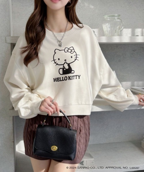 TREOVER(トレオーバー)の「≪HELLO KITTY≫ ショートプルオーバー(Tシャツ/カットソー・レディース・チャコール/アイボリー・FREE)」の9枚目の写真