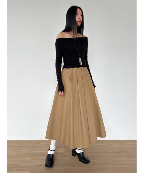 Didot.showroom（ディドット ショールーム）の「ワイドプリーツミディスカート（スカート・レディース・ブラック/ベージュ・S/M）」の2枚目の写真