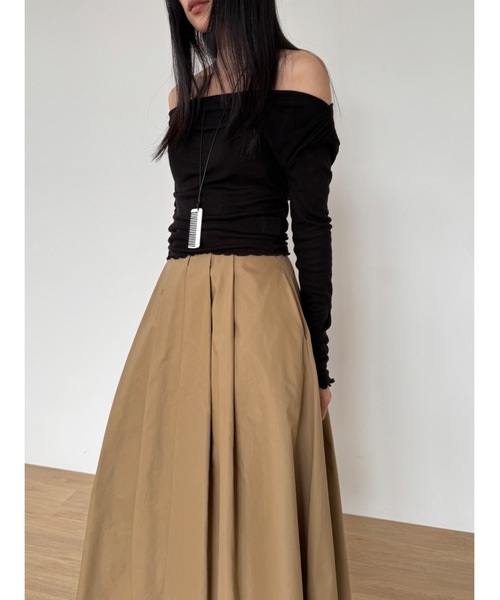 Didot.showroom（ディドット ショールーム）の「ワイドプリーツミディスカート（スカート・レディース・ブラック/ベージュ・S/M）」の9枚目の写真