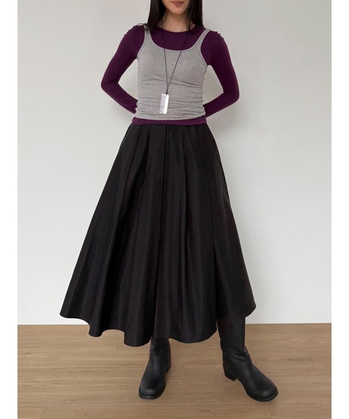 Didot.showroom（ディドット ショールーム）の「ワイドプリーツミディスカート（スカート・レディース・ブラック/ベージュ・S/M）」の3枚目の写真