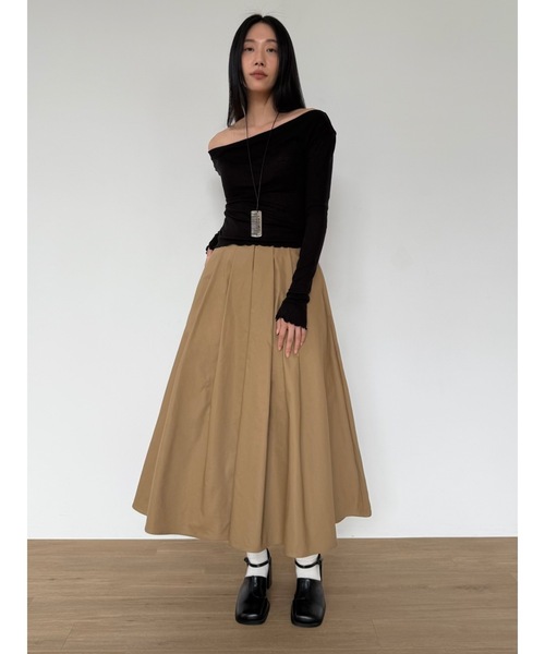 Didot.showroom（ディドット ショールーム）の「ワイドプリーツミディスカート（スカート・レディース・ブラック/ベージュ・S/M）」の10枚目の写真