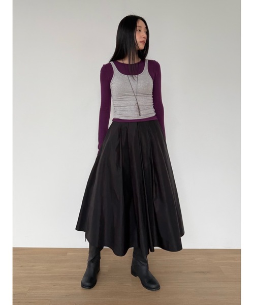 Didot.showroom（ディドット ショールーム）の「ワイドプリーツミディスカート（スカート・レディース・ブラック/ベージュ・S/M）」の4枚目の写真