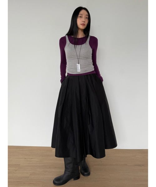 Didot.showroom（ディドット ショールーム）の「ワイドプリーツミディスカート（スカート・レディース・ブラック/ベージュ・S/M）」の5枚目の写真