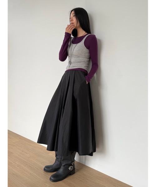 Didot.showroom（ディドット ショールーム）の「ワイドプリーツミディスカート（スカート・レディース・ブラック/ベージュ・S/M）」の7枚目の写真