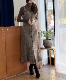 Pittok（ピットク）の「バックリボンチェック柄ロングワンピース（ワンピース）」