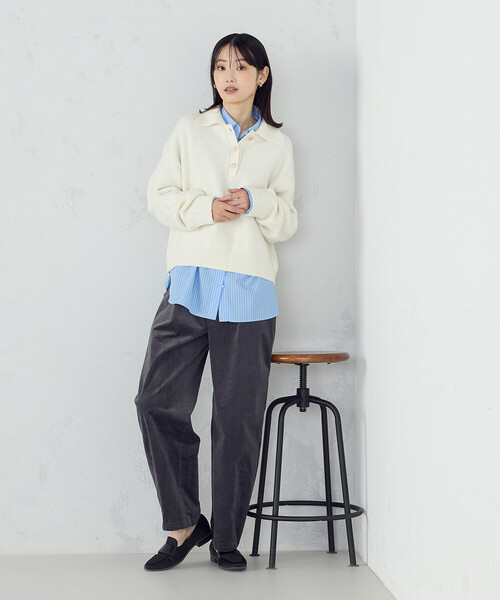 COMME CA ISM（コムサイズム）の「メタルボタン ポロニット（ニット/セーター・レディース・ベージュ/チャコール/アイボリー・FREE）」の11枚目の写真