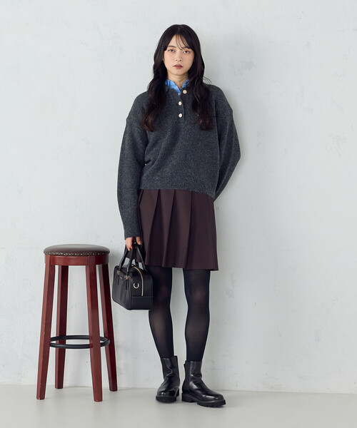 COMME CA ISM（コムサイズム）の「メタルボタン ポロニット（ニット/セーター・レディース・ベージュ/チャコール/アイボリー・FREE）」の15枚目の写真