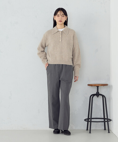 COMME CA ISM（コムサイズム）の「メタルボタン ポロニット（ニット/セーター・レディース・ベージュ/チャコール/アイボリー・FREE）」の19枚目の写真