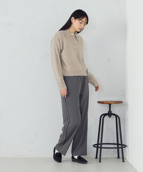 COMME CA ISM（コムサイズム）の「メタルボタン ポロニット（ニット/セーター・レディース・ベージュ/チャコール/アイボリー・FREE）」の20枚目の写真