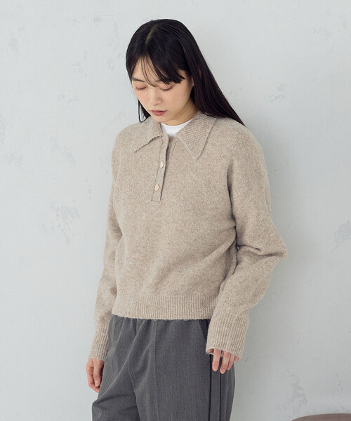 COMME CA ISM（コムサイズム）の「メタルボタン ポロニット（ニット/セーター・レディース・ベージュ/チャコール/アイボリー・FREE）」の21枚目の写真