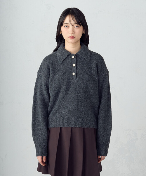 COMME CA ISM（コムサイズム）の「メタルボタン ポロニット（ニット/セーター・レディース・ベージュ/チャコール/アイボリー・FREE）」の22枚目の写真