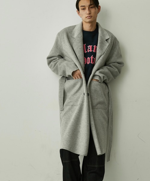 BLANK HOTEL(ブランクホテル)の「Belted Chesterfield Coat / ベルテッドチェスターコート(チェスターコート・メンズ・ブラック/グレー・M/L)」の3枚目の写真
