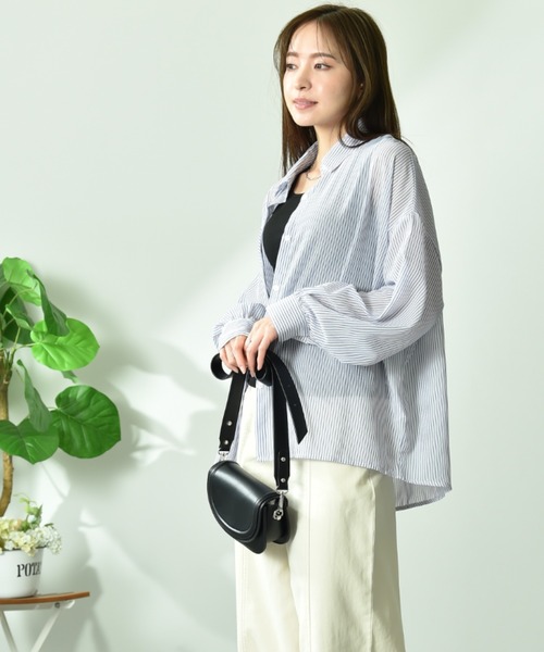 INTERPLANET(インタープラネット)の「シアーストライプシャツ+リブタンクSET(シャツ/ブラウス・レディース・ネイビー/イエロー/ピンク・FREE)」の8枚目の写真