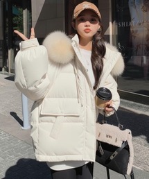 ファーフード付きコート