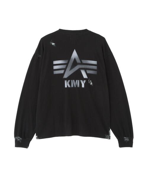 Alpha Industries（アルファインダストリーズ）の「Alpha Industries/アルファ インダストリーズ/Alpha × KAMIYA L/S TEE/アルファ×カミヤ コラボ 長袖 Tシャツ（Tシャツ/カットソー・メンズ・ホワイト/ブラック・MEDIUM/LARGE/X-LARGE）」の3枚目の写真