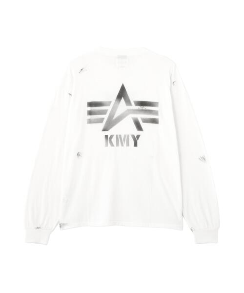 Alpha Industries（アルファインダストリーズ）の「Alpha Industries/アルファ インダストリーズ/Alpha × KAMIYA L/S TEE/アルファ×カミヤ コラボ 長袖 Tシャツ（Tシャツ/カットソー・メンズ・ホワイト/ブラック・MEDIUM/LARGE/X-LARGE）」の9枚目の写真