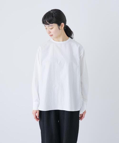 かぐれ（カグレ）の「コットンクルーネックプルオーバーシャツ（シャツ/ブラウス・レディース・ブラック/オフホワイト・FREE）」の4枚目の写真