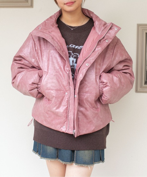 GORGE(ゴージ)の「《フェイクレザー×中綿仕様》レディース 合皮 ブルゾン アウター カジュアル 秋冬(ブルゾン・レディース・ピンク/ブラウン/ブラック・F)」の3枚目の写真