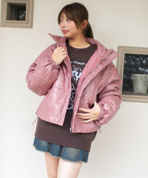 セール】《フェイクレザー×中綿仕様》レディース 合皮 ブルゾン