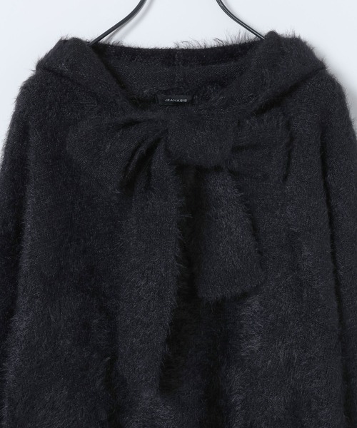 JEANASIS（ジーナシス）の「【25quee】リボンニットフーディ/617709（ニット/セーター・レディース・グレー/ブラック/ライトブルー・FREE）」の12枚目の写真