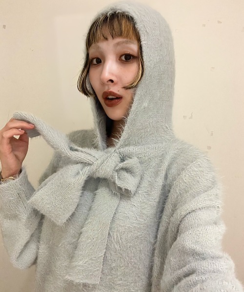 25quee】リボンニットフーディ/617709（ニット/セーター）｜JEANASIS