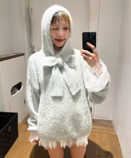 JEANASIS（ジーナシス）の「【25quee】リボンニットフーディ/617709