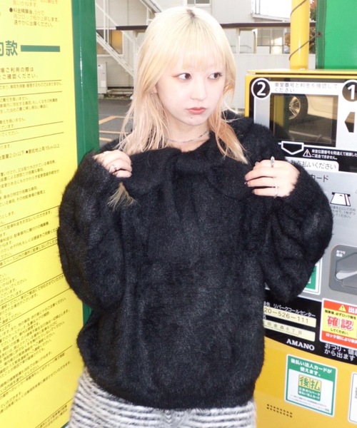 JEANASIS（ジーナシス）の「【25quee】リボンニットフーディ/617709（ニット/セーター・レディース・グレー/ブラック/ライトブルー・FREE）」の10枚目の写真