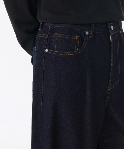 MUSINSA STANDARD（ムシンサスタンダード）の「裏起毛ビッグワイドデニムパンツ [ディープインディゴ]（デニムパンツ・メンズ・その他・40/38/42/36/34/32/30/31/33/26/27/28/29）」の4枚目の写真
