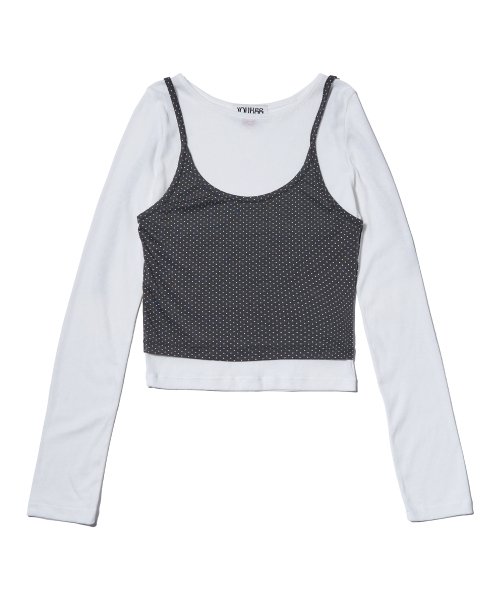 YOUHEE（ユヒ）の「HALTER NECK LAYERED LONG SLEEVE WHITE（Tシャツ/カットソー・レディース・その他・SMALL/MEDIUM）」の2枚目の写真