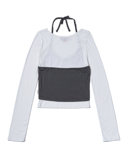 YOUHEE（ユヒ）の「HALTER NECK LAYERED LONG SLEEVE WHITE（Tシャツ/カットソー・レディース・その他・SMALL/MEDIUM）」の3枚目の写真