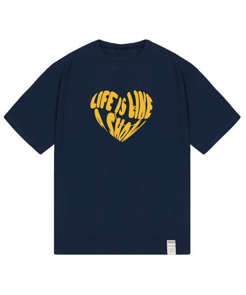 GRAVER（グレーバー）の「[UNISEX]ビッグライフロゴハートスマイルバンファルティ_ネイビー（Tシャツ/カットソー・レディース・ネイビー・LARGE/SMALL/X-LARGE/MEDIUM）」の2枚目の写真