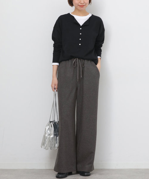 JOURNAL STANDARD relume(ジャーナルスタンダード レリューム)の「ウールミックスフラノイージーワイド(その他パンツ・レディース・チャコールグレー/カーキ/ライトグレー・36/38)」の4枚目の写真